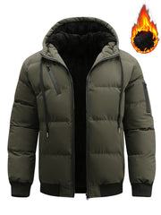 Winter Plush Jacket Thick Warm Jacket Hooded Jacket Casual Outdoor Jacket Solid Color Zipper with Plush Thickening