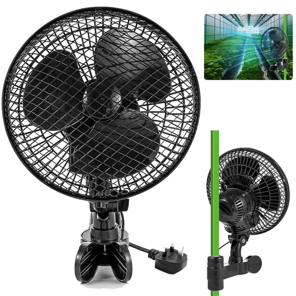 Mini Fan for Grow Tents & Hydroponics, 90° Rotation, Clamp Fan with EC Motor, 2 Speed Levels, Quiet Operation