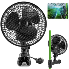 Mini Fan for Grow Tents & Hydroponics, 90° Rotation, Clamp Fan with EC Motor, 2 Speed Levels, Quiet Operation