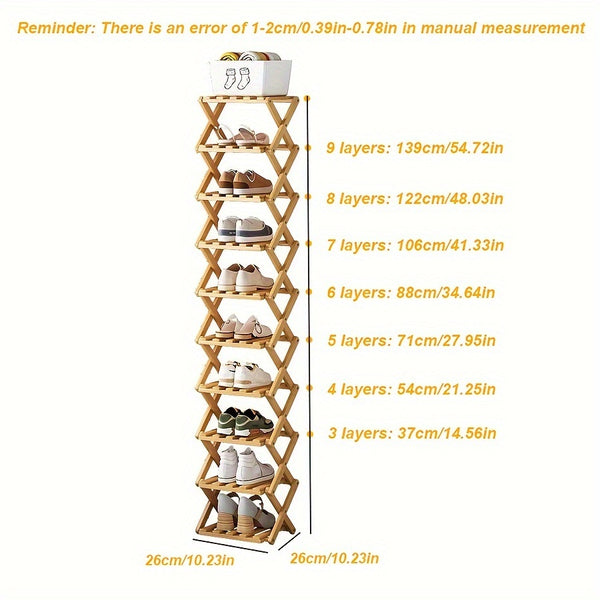 1pc Free Installation Retractable Shoe Rack, Foldable 3-9 Layer Shoe Rack, Small Narrow Doorway Home, Multi-layer Simple Shoe Cabinet