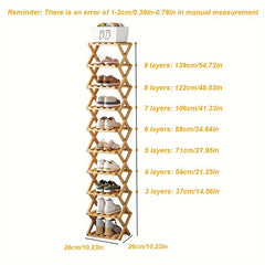 1pc Free Installation Retractable Shoe Rack, Foldable 3-9 Layer Shoe Rack, Small Narrow Doorway Home, Multi-layer Simple Shoe Cabinet