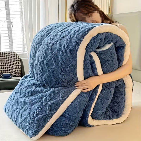Luxury Taffeta Comforter Thick Warm Comforter, Heavy Warm Winter Comforter Core, Modern Ultra Soft Thick Weighted Blanket All Season Fluffy Fleece Quilt Beddin, Ideal Bedding Gifts for Christmas Mother's Day Valentine's Day Festival, Single Double King Su