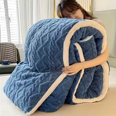 Luxury Taffeta Comforter Thick Warm Comforter, Heavy Warm Winter Comforter Core, Modern Ultra Soft Thick Weighted Blanket All Season Fluffy Fleece Quilt Beddin, Ideal Bedding Gifts for Christmas Mother's Day Valentine's Day Festival, Single Double King Su