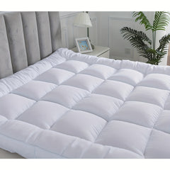 Super Soft 4Inch/ 10 Cm Deep Fill Mattress Topper Luxury Quilted Bed Pad With Elastic Corners Breathable, Durable, Machine Washable, Ideal For Single, Double, King Super King UK Bed Size