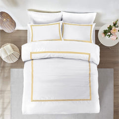 Embroided Baratta Stitch Duvet Cover Set with Matching Pillowcases - Ultra-soft Brushed Microfibre – Chic & Modern Design – Easy Care & Machine Washable