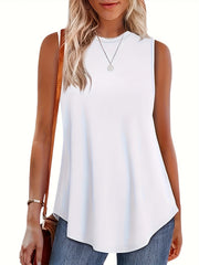 Women'S 3pcs Casual Sleeveless Tank Tops - Loose Fit, Round Neck, Solid Color, All-Season Comfort, Polyester Blend, Machine Washable, Ladies Tank Tops