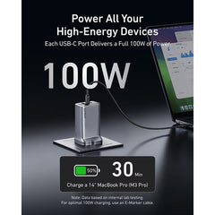 Anker Prime Charger (100W, 3 Ports, Ganprime) with 0.9 M & 1.8M 240W USB-C Cables