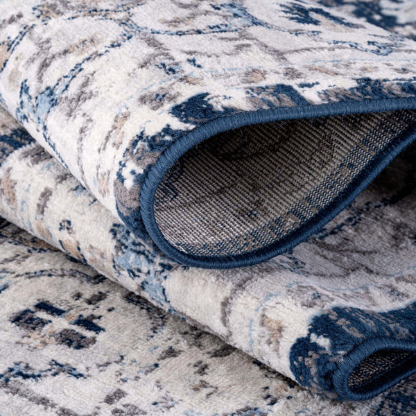 Montana Oriental Rug – Durable and Non-Shedding Area Rug for Living Room, Kitchen, Dining Room, Nursery, and Bedroom – Navy and Cream Colours – Easy Maintenance, Pet-Friendly.