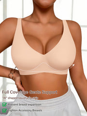 Full-Coverage Push-Up Bra - High Wire-Free Lift, Non-Detachable Padding, Soft T-Shirt Compatible Strap, Casual And Formal Elegant Lingerie, Hand Washable (No Underwire, One-Piece Design)