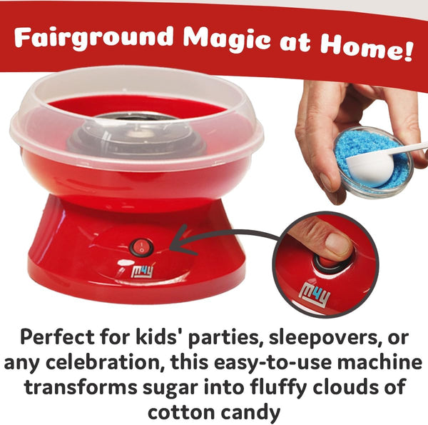 M4Y Premium Candy Floss Maker Cotton Candy Sweet Machine, Funfair Style Machine for Parties, Kids, Home, Includes Measuring Spoon and Candy Floss Sticks
