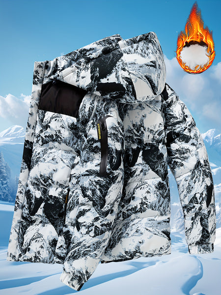 Men's Winter heavy-duty Jacket - Multi-functional design featuring a windproof and warm hooded coat with detachable storm hood, zip sleeve pockets, and adjustable hood cords. Ideal as a casual sports outerwear jacket for winter.perfect for gifting.