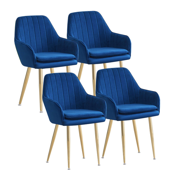 MOF Velvet Dining Chairs Kitchen Chairs Living Room Chairs with Sturdy Metal Legs Reception Chairs with Backrest and Padded Seat