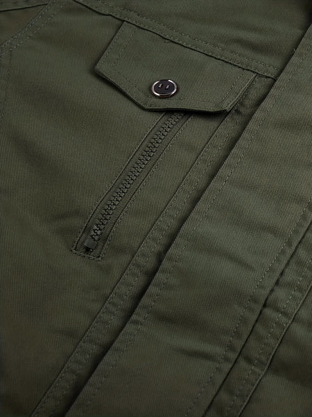 Men's Tactical Jacket with Multiple Pockets, Practical Workwear Style Coat