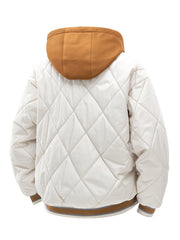 2025 New Men's Winter Warm Jacket with Letter Embroidery, Thickened Warm Casual Hooded 2-in-1 Look Padded Coat, Camping Christmas New Arrival