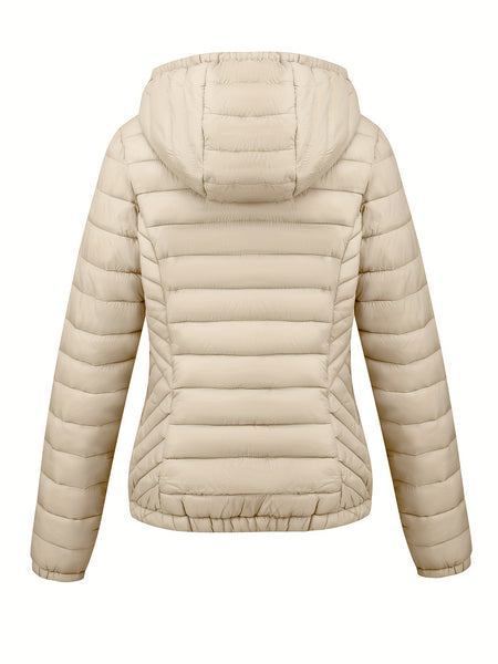 Women's Autumn/Winter Simple Lightweight Hooded Commuter Padded Coat with Pockets
