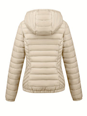 Women's Autumn/Winter Simple Lightweight Hooded Commuter Padded Coat with Pockets