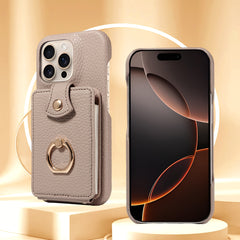Multi Functional Phone Case for iPhone 17 Pro Max 16 15 14 13 12 11 Faux Leather Accordion Flip Cover with Ring Holder Crossbody Strap Long Lanyard Multi Card Slots Anti Drop