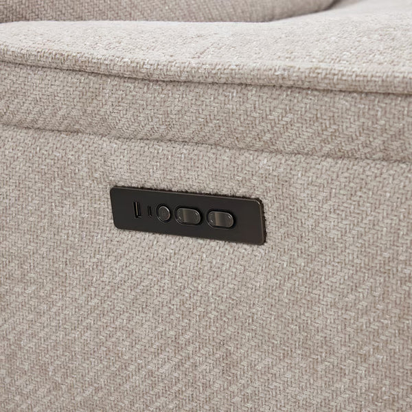 Meteor Beige Fabric Power Reclining Swivel Chair