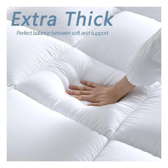Luxury Mattress Topper Extra Thick 4-Inches / 10cm Deep | Fitted Bed MattressesToppers with Soft Fiber | Single Double King Super King Small Double Sizes Bedding Size