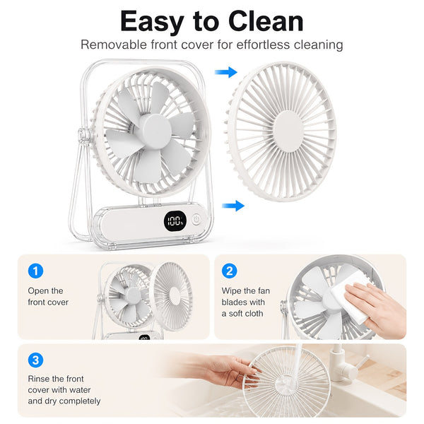 Portable Wearable Belt Fan & Flashlight Suitable for Outdoor, Hands-Free Clip- Cooling System with Quiet Operation, Strong Airflow - for Camping,, Night Shift, - for Belt Attachment (No Desk Use)