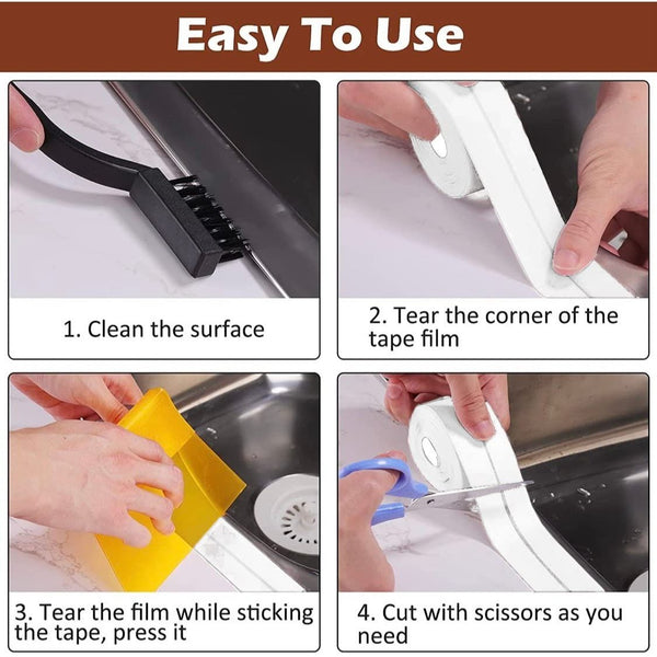 2 Rolls White Bath Sealant Strip Caulk Strip Sealant Tape Water Resistant, Bathroom, Bathtub, Toilet, Wall Floor & Sink.