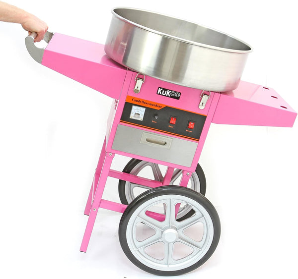 Candy Floss Machine Commercial & Cart / 500 Candy Floss Sticks/Retro Pink / 900W / Kukoo Cotton Candy