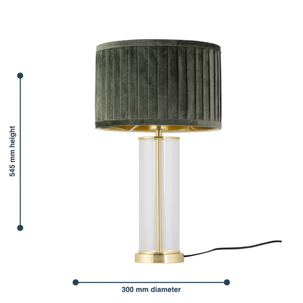 Aura - Satin Brass Table Lamp with Black Pleated Velvet Shade