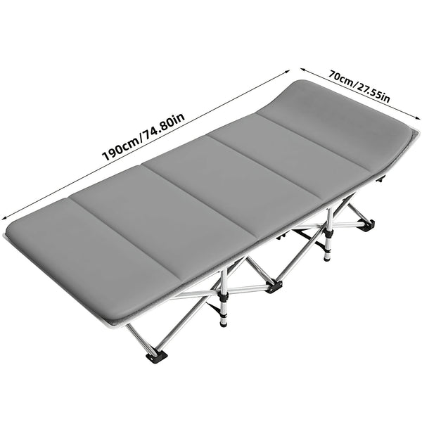 Sun Lounger with Cushion 6-Position Adjustable Folding Sun Lounger Portable 280kg Max. Load Sunloungers with Strap 200x65x32cm Sun Bed for Garden Pools Camping Indoor, Gray