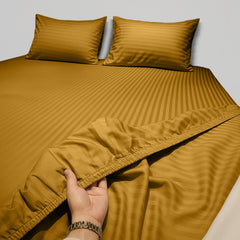 1pc Extra Deep Striped Fitted Sheet 40cm – Soft & Comfortable Microfiber Bedding, Breathable & Smooth, Machine Washable Bed Sheet Suitable for Bedroom