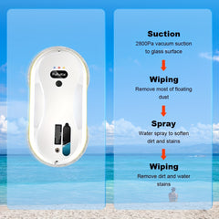 PuRuiKai09 2026 Latest Window Cleaning Robot (Plug-in): Fully automatic remote control operation, with automatic water spraying function and 4.5-meter anti-fall safety rope, set includes 10 cleaning cloths and a water spray bottle (local warehouse