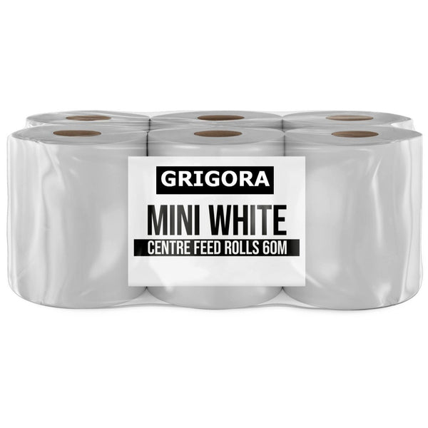 6 X Centrefeed White Rolls | 2 Ply Embossed Paper Towels | Strong & Absorbent | 6-Pack | Perfect for Commercial & Kitchen Use Cleaning Toilet