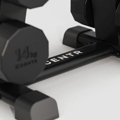 Centr 108Kg Rubber Dumbbell Set with Rack