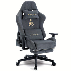 ANDYOU Gaming Chair, Comfortable Office Chair, Premium Fabric Soft As Faux Fur. Ergonomic PC Chair, Adjustable Swivel Work Chairs with Footrest