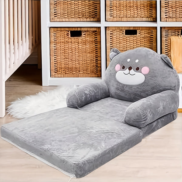 Cozy Kid Folding Sofa, Plush, Washable Lounge Chair for Playroom & Nursery, Foldable Soft Toddler Chair for Reading Relaxing Sleeping