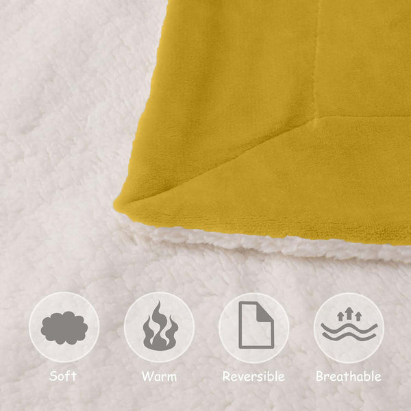 1pc Luxurious Double-Sided Sherpa Throw Blanket – Soft, Warm & Cozy Contemporary Blanket, Machine Washable, Perfect for Couch, Bed, Office & Travel, Ideal Gift