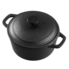 1PC Heavy Duty Double Striped Cast Iron Pot | Black Household Cast Iron Pot | with Double Ears, Suitable for Camping, Picnicking, Kitchen Cooking, Size 24 * 24 * 11cm