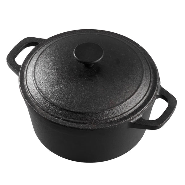 1PC Heavy Duty Double Striped Cast Iron Pot | Black Household Cast Iron Pot | with Double Ears, Suitable for Camping, Picnicking, Kitchen Cooking, Size 24 * 24 * 11cm