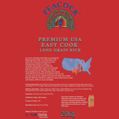 Peacock Premium USA Easy Cook Long Grain Rice, 20Kg