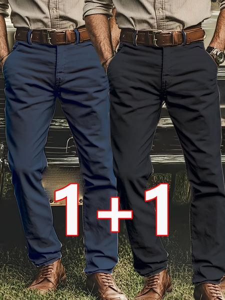 [Tongtongbang Selection OBM] 2pcs Set of Stretch Men'S Chino Pants, Light Business Semi-Formal Casual Straight Trousers