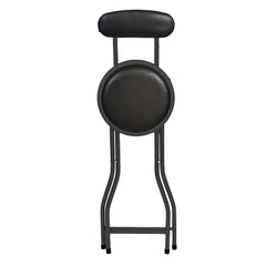 Black Folding Bar Stool Padded High Back Chair Stools For Breakfast Bars Kitchens Foldable Seat Non Slip Feet Durable Frame Lightweight Easy to Fold Ready to Use