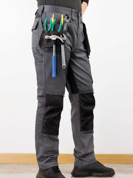 Men's Elastic Cargo Pants with Multiple Pockets, All-Season Style, 1pc