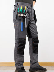 Men's Elastic Cargo Pants with Multiple Pockets, All-Season Style, 1pc
