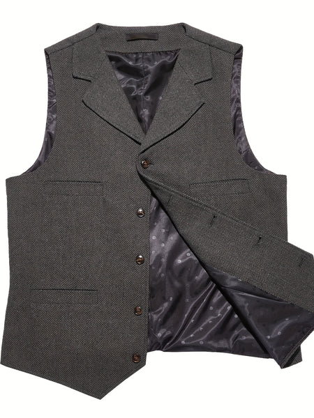 Men'S Vest Retro Fashion Groom Wedding Party Vest Men'S Herringbone Casual Business Waistcoat