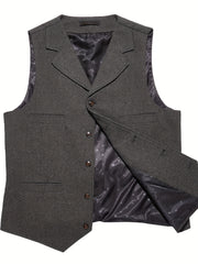 Men'S Vest Retro Fashion Groom Wedding Party Vest Men'S Herringbone Casual Business Waistcoat