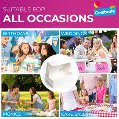 20 Pack White Cake Slice Boxes 105 x 65 x 35mm | Small Individual Cake Portion Boxes for Kids Parties, Weddings & Celebrations | Disposable Cardboard Cake Boxes for Guests | Sturdy Mini Cake Containers for Pastries, Desserts & Takeaway Treats | Portable S
