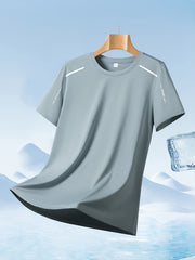 Set of 4 Men'S Quick-Dry Athletic T-Shirts - Lightweight, Moisture-Wicking, Short Sleeve Round Neck Tops, Highly Elastic for Comfort, Ideal for Summer Outdoor Activities