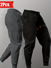 Two-Piece Set Autumn/Winter -Lined Thickened Men's Casual Sports Long Pants Outdoor Hiking Fitness Joggers American Training Basketball Sweatpants