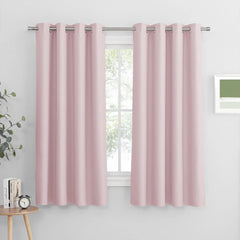 PONY DANCE Grey Blackout Thermal Insulated Curtains for Bedroom, 46 X 54 Inch Short Eyelet Curtains & Drapes, Soft Black Out 2 Panels for Window Living Room/Kitchen