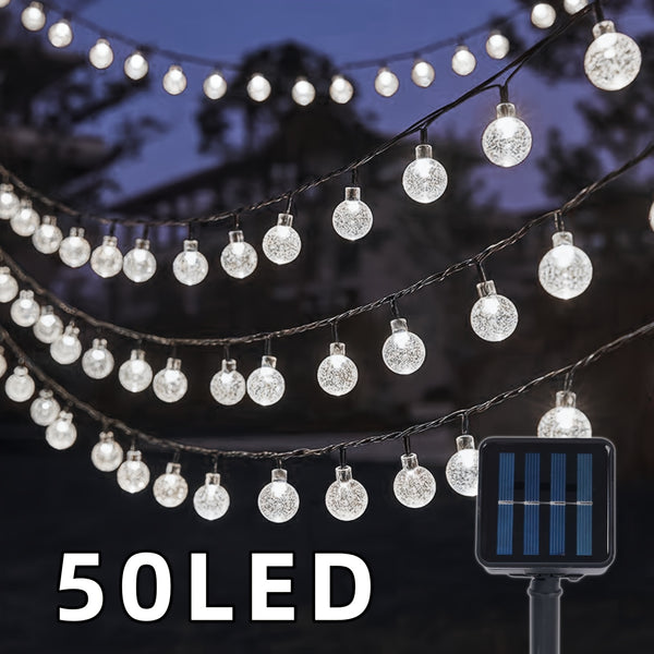 1pc 16.33/22.9/39.3ft (4.98/6.98/11.98m) 20/50/100 LED Bubble Globe Fairy Lights, Outdoor Solar String Lights, Ipx4, 1.7cm Ball, Button Control, for Summer Garden Patio Yard Trees Wedding Birthday Party