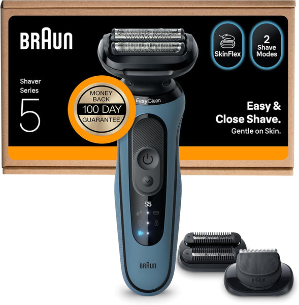 Braun Shaver Series 5 Electric Shaver Men, Wet & Dry Electric Razor for Men, up to 50 Min, 4In1 Smartcare Centre, +1 Attachment, Cordless,100 Percent Waterproof, 52-N7200CC, Black